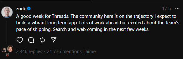 Mark Zuckerberg Threads Threads : les nouvelles armes de Meta pour reconquérir les utilisateurs